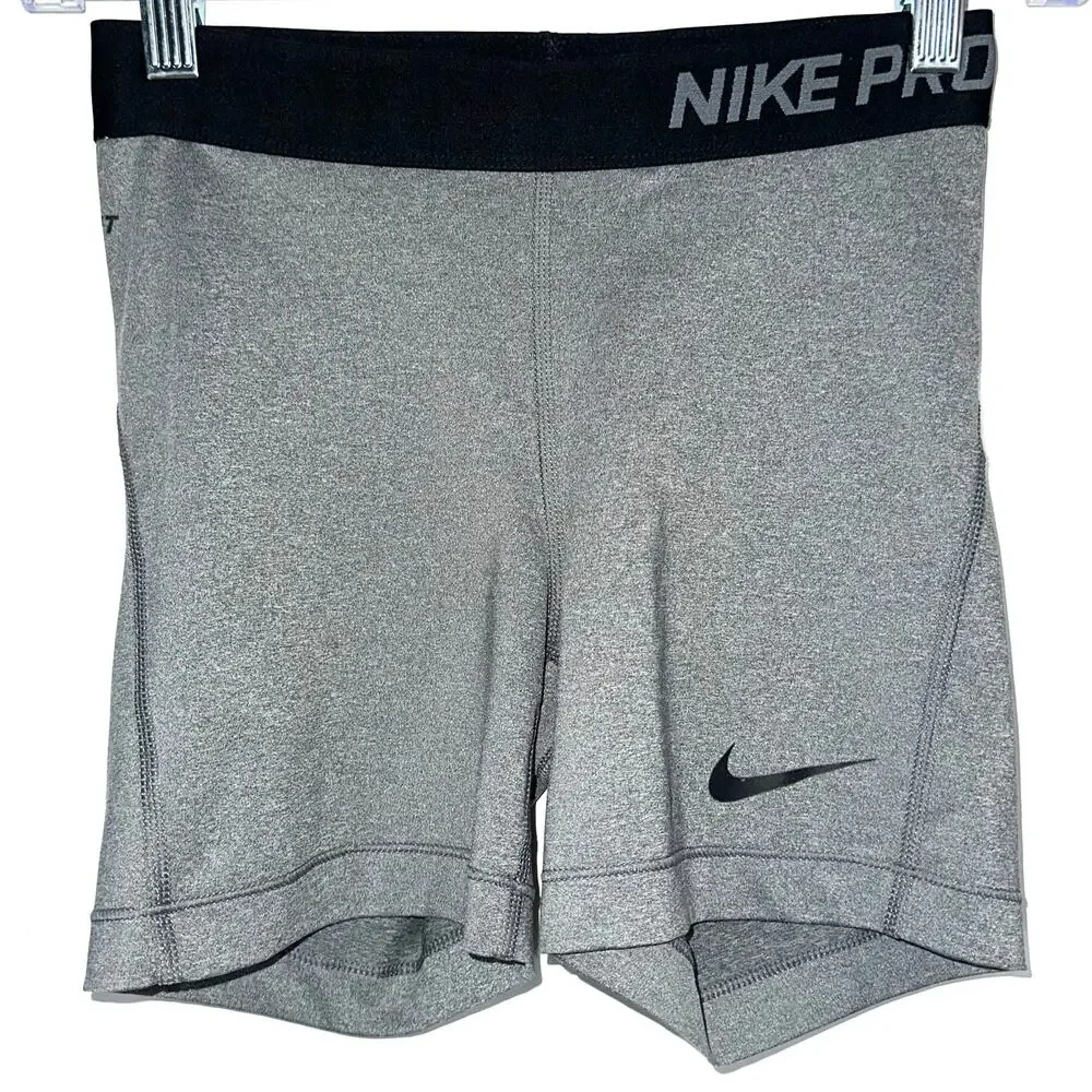 Nike Pro Bash Grey Black 4.5” Compression Spandex Shorts Size XS